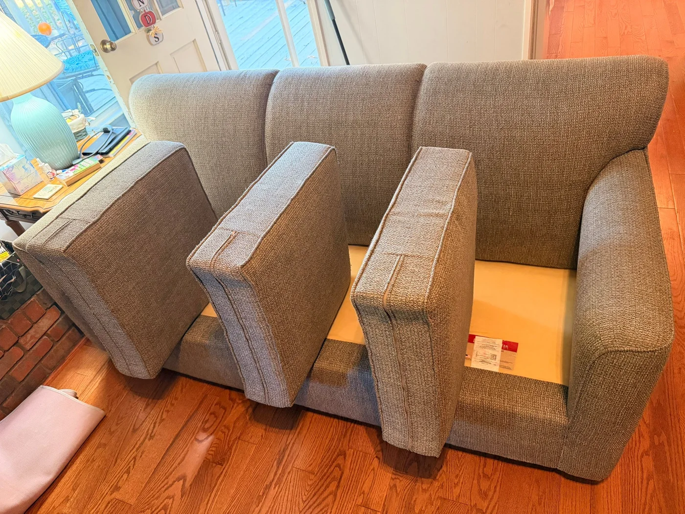 Sofa and cushions during an upholstery-cleaning visit in Murfreesboro